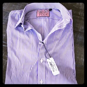 Classic purple and white striped Thomas Pink shirt